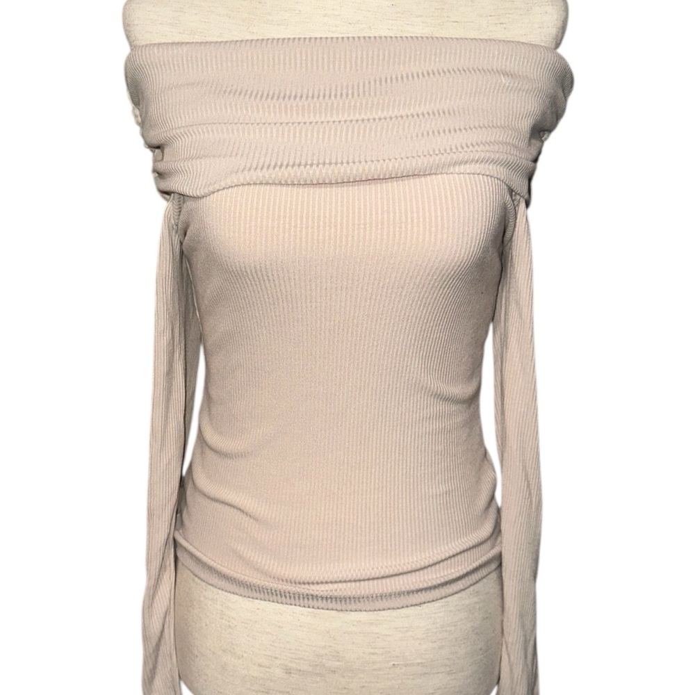 Current Mood Off-Shoulder Cream Sweater